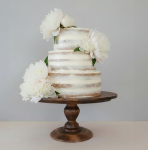 Rustic Farmhouse Dessert Stand Wooden Cake <b>Platter</b> with Burning Vintage Look for Party Buffet and Table Decoration - Product Image 1