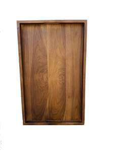 Plateau ottoman en bois, grand plateau ottoman avec poignées, plateau de service pour petit-déjeuner, grand plateau en bois pour aliments - Product Image 6