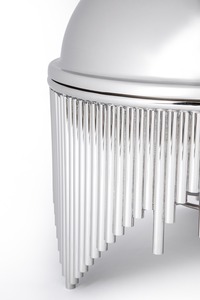 Luxury Silver Fringe Chafing Dish Modern Stainless Steel <b>Food</b> <b>Warmer</b> With Unique Pipe Pedestal For Hotel Buffet & Wedding Decor - Product Image 3