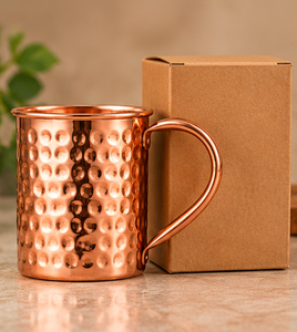 Taza de Cobre Martillado Ecológica Premium de 350 ml, Taza para Beber con Textura de Burbujas y Asa, Caja de Regalo - Product Image 3