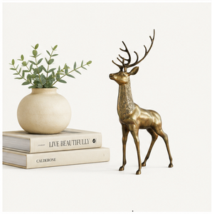 Majestic Handcrafted Golden Brass Deer Statue Elegant Metal Reindeer Sculpture For <b>Christmas</b> Holiday Decor & Luxury Home Accent - Product Image 4