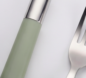 Ensemble de couverts minimalistes avec manches vertes, en acier inoxydable, compatibles lave-vaisselle, pour usage domestique et restauration - Product Image 3