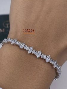 สร้อยข้อมือเพชรทรงมาร์คีส์สุดหรูสำหรับผู้หญิง เพชรเพาะเลี้ยงในห้องปฏิบัติการ ได้รับการรับรองว่าได้มาตรฐาน สร้อยข้อมือเพชรเคลือบทองคำขาว - Product Image 1