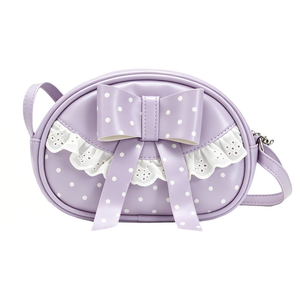 Bolso Bandolera Redondo con Lazo de Encaje y Puntos para Niñas, Color Macaron, Cierre de Cremallera, Material PU, Accesorio Elegante Infantil - Product Image 3