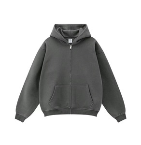Sweat à capuche zippé personnalisé, surdimensionné, en molleton épais, avec logo OEM personnalisé, en coton - Product Image 5