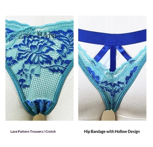 Conjunto de lencería ODM con control de luz, encaje fino de color contrastante, tela dobby, aros suaves con memoria, sujetador push-up sexy y tanga. - Product Image 6