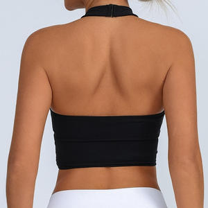 Women's Lightweight Quick-Drying Compression Yoga <b>Bra</b> Free Size Fitness Running Gym Soft Stretchy Breathable Mesh Insert <b>Halter</b> - Product Image 4