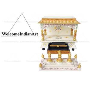 Temple en bois artisanal traditionnel de qualité supérieure, 15*8*18 pouces, pour la décoration murale de la maison ou du bureau, œuvre d'art faite à la main, Pooja Mandir - Product Image 1