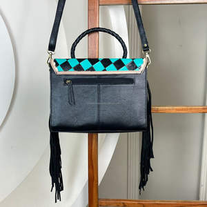 Célèbre élégant créateur de mode motif à carreaux usiné à la main en cuir frange sacs à main pour femmes en cuir véritable sacs à bandoulière - Product Image 5