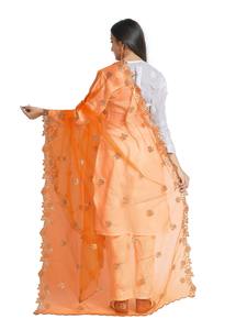 Dupatta en tissu filet de créateur indien et pakistanais, très demandé, magnifique, avec broderie fantaisie, pour mariage, tenue traditionnelle pour femmes et jeunes filles - Product Image 3