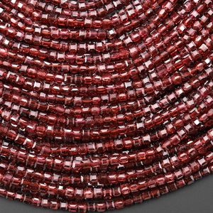 Perles de pierres précieuses en grenat de Malaya facettées en forme de cube, couleur chocolat naturel, brin de 15,5 pouces pour la fabrication de bijoux, vente en gros - Product Image 4