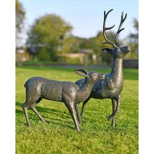 Figurines de cerfs en bronze grandeur nature, décoratives, faites à la main, style antique, paire de sculptures de rennes, articles de décoration de Noël pour la maison - Product Image 4