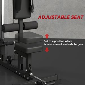 Máquina de Poleas Alta/Baja para Ejercicios de Tracción con Asiento Ajustable y Plataforma para Pies Abatible, Sistema de Gimnasio en Casa, Color Negro - Product Image 6