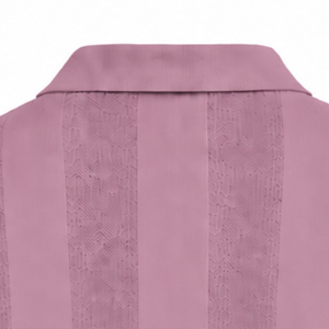 Pull-over Polo Tricoté Rose Poudré pour Homme à Manches Longues, Motif Rayures Texturées, Col et Ourlet Côtelés, Style Décontracté Chic - Product Image 4
