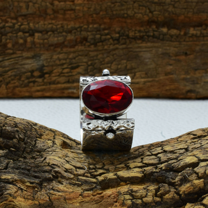 Bague en grenat naturel, argent sterling 925, pierre précieuse grenat rouge foncé, bijoux style vintage, bague artisanale en grenat, cadeau pour elle - Product Image 2