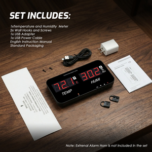 Hygromètre numérique, thermomètre, moniteur de température et d'humidité de haute précision avec alarmes sonores et visuelles et sortie 3,5 mm - Product Image 2