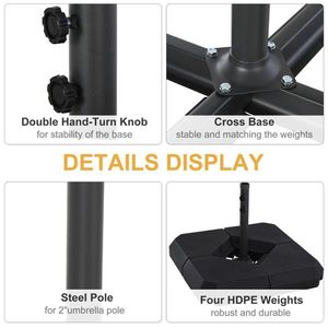 Ombrellone da Giardino Quadrato con Base in Acciaio Inox e Ferro per Patio, Ristorante, Hotel, Spiaggia - Consigliato per la Pioggia - Product Image 4