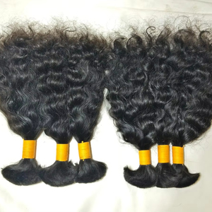 Cheveux humains indiens bruts non traités naturels ondulés raides bouclés en paquet pour tissage, vente en gros, super single drawn, trame plate - Product Image 5