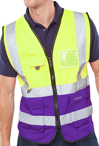 Hi-Vis Two Tone Safety Vest Reflective High Visibility Workwear Vest Custom Logo Polyester Safety Clothing for Worker - Product Image 3