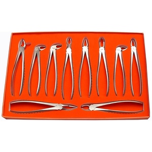 Ensemble de forceps chirurgicaux dentaires en acier inoxydable, poignée moletée manuelle, kit d'instruments de classe I - Product Image 2