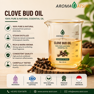 AROMA ATSIRI Aceite de Clavo 100% Puro Destilado al Vapor, Aceite Esencial sin Diluir de Grado Terapéutico Hecho en Indonesia - Product Image 1