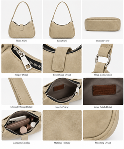 Bolso de Hombro en Forma de Y, Estilo Vintage, Color Beige, con Cierre de Cremallera, Mini Bolso para el Uso Diario - Moderno - Product Image 2