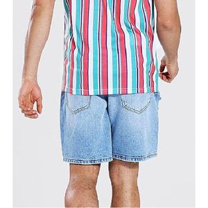 Shorts en jean déchiré bleu clair pour homme, taille mi-haute, style décontracté d'été, tissu tissé - Product Image 3