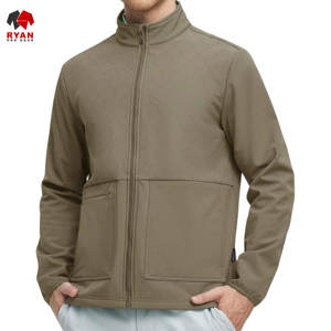 เสื้อแจ็คเก็ตซอฟต์เชลล์ผู้ชายแบบขายส่ง กันลม กันน้ำ ระบายอากาศได้ดี ดีไซน์เรียบง่าย พร้อมโลโก้และกระเป๋าแบบกำหนดเองได้ - Product Image 3