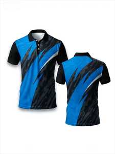 Polo de Manga Corta para Hombre, Estampado Geométrico Negro y Amarillo, Estilo Deportivo de Secado Rápido, Tejido de Poliéster - Product Image 3
