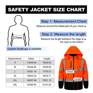 OEM Service Winter <b>Waterproof</b> ANSI/EN ISO CLASS 1 LED FLASH Reflective Safety Workwear Jacket for Construction Workers - Product Image 4