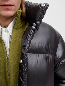 Blouson matelassé pour homme Hip Hop, personnalisé, imperméable, coupe-vent, à capuche, en duvet de canard, pour le printemps, style universitaire, streetwear, veste moto - Product Image 4