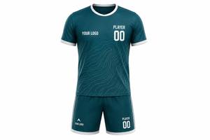 Conjunto de Camiseta y Pantalones Cortos de Fútbol Sublimados Personalizados, 100% Poliéster, Secado Rápido, Transpirable, Ecológico, Números Personalizados en Negrita - Product Image 2