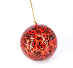 Bolas de Navidad de Papel Maché Hechas a Mano, Azules, Doradas y Rojas, Pintadas a Mano, Elegantes, de Alta Calidad, Decoración Tradicional Colgante de Jammu - Product Image 2