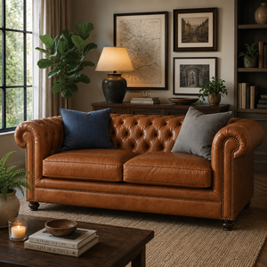 Vietnam Factory Genuine Leather <b>Sofa</b> Upholstered Eco-Friendly 2 Seater with <b>Foam</b> Cushions Leather <b>Sofa</b> for Living Room Furniture - Product Image 1