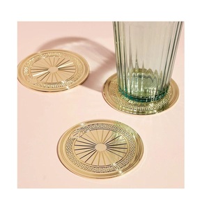 At Factory Price and High Quality Aluminium and Brass Metal <b>Gold</b> Ivory Color Customized Tea Cup or Glass <b>Coasters</b> - Product Image 5