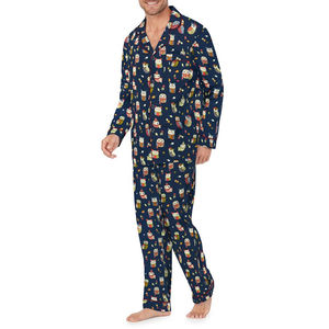 Fully Customized Printed Satin Sleepwear Dress <b>Men</b> Short Sleeve Quick Dry Breathable Durable Material Made Turnover Collar - Product Image 3