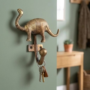 Jurassic Animal Wall Cast Iron Coat Hat Hooks Hanger Brass Antique Design Adjustable Waterproof Self-adhesive Installation - Product Image 1