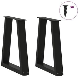 Ensemble de 2 pieds de table en acier noir thermolaqué, taille moyenne, pieds de meubles - Product Image 3