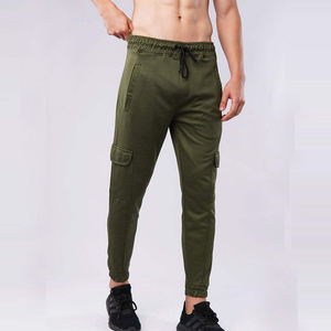 Pantalon de survêtement vert olive pour homme, taille élastique avec cordon de serrage, décontracté, plusieurs poches, tricoté mi-lourd, idéal pour l'automne - Product Image 3