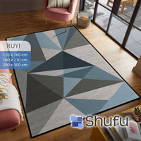 Shufu Premium Polyester-Teppich Langlebiger Rollteppich Rutschfest Antiallergisch Mittellanger Flor Maschinengefertigt Modernes Abstraktes Design Staubsaugergeeignet