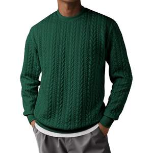 Custom Men's Oversized Crewneck <b>Sweatshirt</b> Casual Lightweight Pullover with 3D <b>Embroidery</b> Solid Pattern and Long Sleeves - Product Image 4