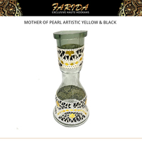 Chichas Farida : Chicha égyptienne de luxe en acier inoxydable, plaquée or, décorée de nacre artistique jaune et noir, très vendue
