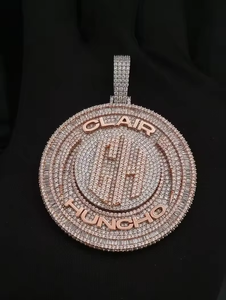 Iced Out Round Custom Pendant Silver and Rose Gold Tone Hip Hop Jewellery for Men and Women - Product Image 4