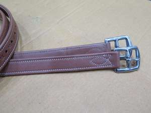 Sangles de selle en cuir, lot de 2, réglables, pour équitation anglaise, avec numéros brodés, couleur violette - Product Image 2