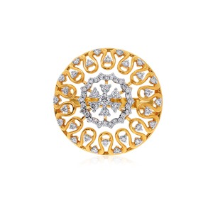 Anillo de Diamantes Successive Waves, Anillo de Lujo de Oro Amarillo de 14K y 18K con Forma de Corazón, Anillo Floral con Halo de Diamantes para Mujer - Product Image 3