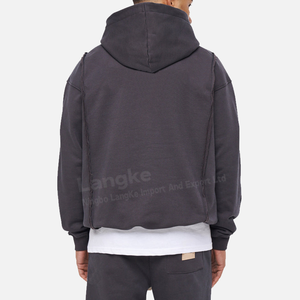 Winter Luxury Drop Shoulder Vintage Custom Heavy Weighted 100% Cotton Thick Boxy Half Zip Hoodie - Product Image 4