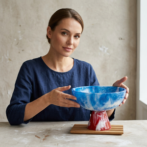 Nouveau style, bol à salade de fruits en résine polie, fait main, de qualité alimentaire, écologique, durable, design créatif, pour la maison, l'hôtel, le restaurant, les fêtes - Product Image 1