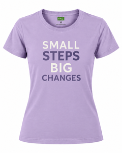 เสื้อยืดแขนสั้นผู้หญิง RKG ลายพิมพ์ Small Steps Big Changes ทรงลำลอง คอกลม ผ้าเจอร์ซีย์คอตตอน 100% ยืดได้ - Product Image 1