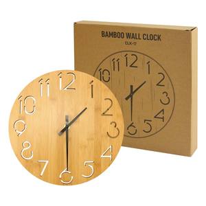 Reloj de Pared Analógico Redondo de Bambú de 28 cm de Diámetro, Lámparas de Pared Elegantes, Decoración - Product Image 6