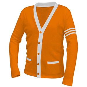 Cárdigan Casual Personalizado Dorado y Blanco con Cuello en V para Mujer, Bordado de Hermandades y Fraternidades, Tejido Grueso de Invierno - Product Image 1